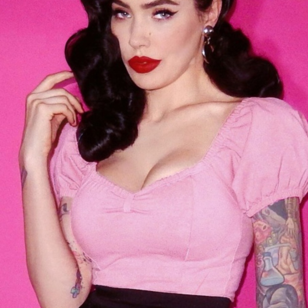 Vixen by Micheline Pitt Powder Puff Top Blush Baby Pink